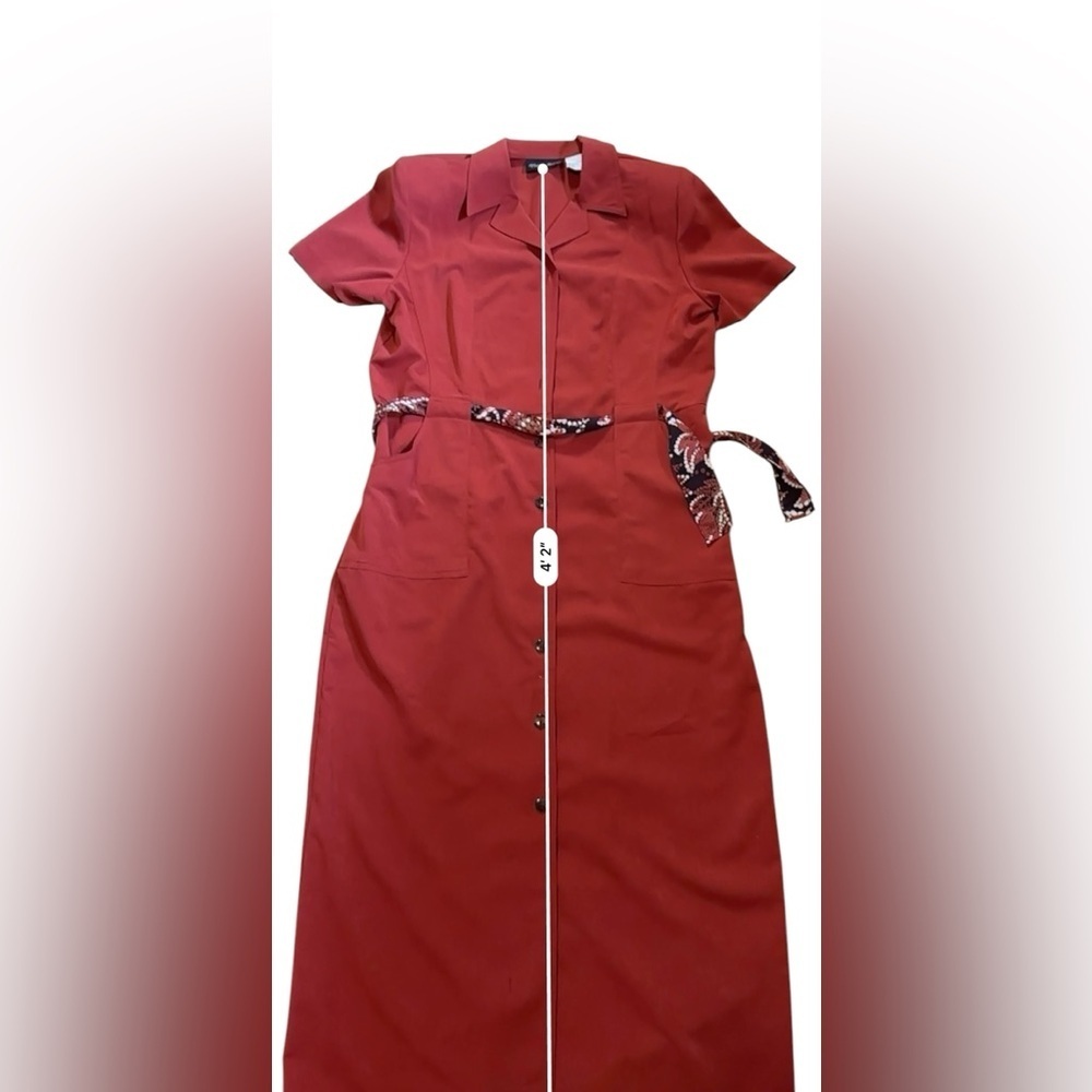 Vintage Melissa Harper Dress Womens 14 Rust Classic Preppy Work Button Front - Picture 12 of 12